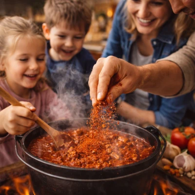 Detail jemné mleté směsi Gulášové koření pro děti Detail struktury Gulášového koření pro děti