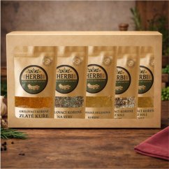 Dárková sada HERBI mix na gril - 5 druhů koření v dárkové krabičce