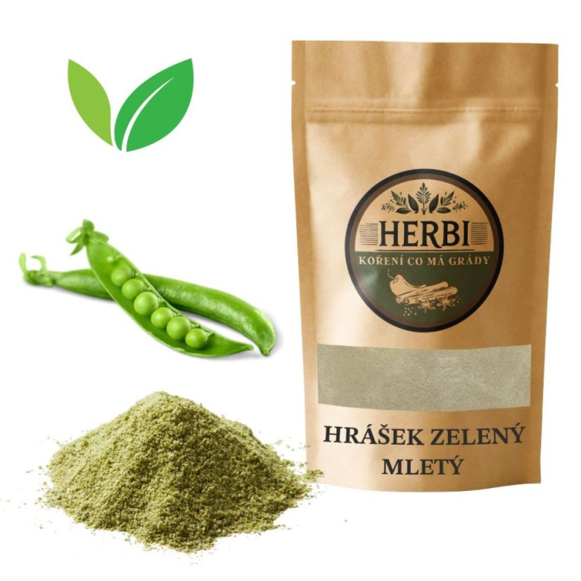 Hrášok zelený mletý, 50 g - jemný prášok z mladého hrášku Hrášok zelený mletý, 50 g - jemný prášok z mladého hrášku