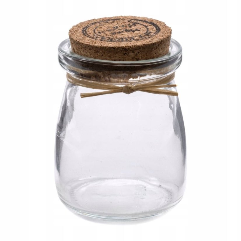 Skleněná sklenice s korkem 6 × 7,5 cm – přírodní a stylová