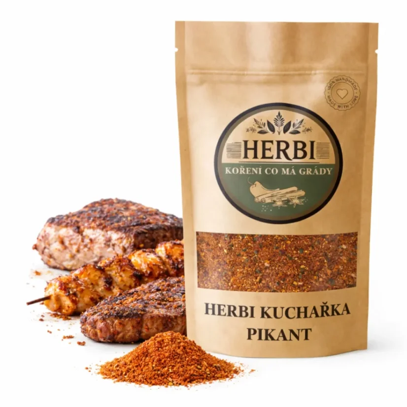 HERBI Kuchařka Pikant, 200 g – lehce pikantní dochucovací směs na maso