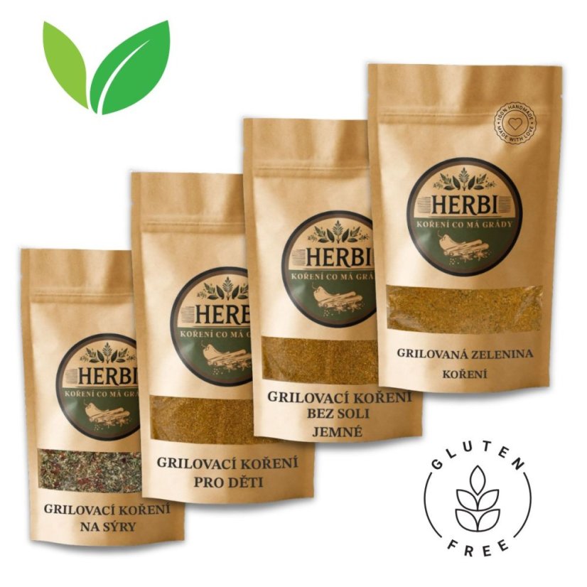 Rodinná grilovačka HERBI – 4 zmesi na mäso, zeleninu, syry aj pre deti