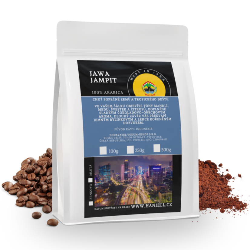 Káva Indonésie Java Jampit — arabica zrnková, plné tělo - Hmotnost: 1000 g Káva Indonésie Java Jampit — arabica zrnková, plné tělo - Hmotnost: 1000 g