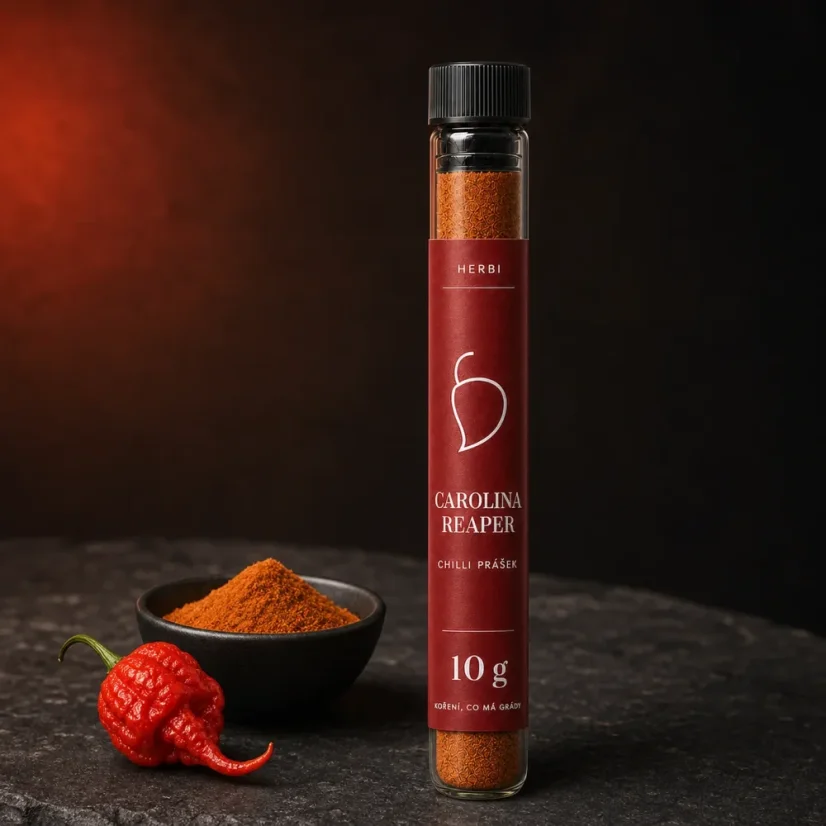 Carolina Reaper chilli prášok v skúmavke, 10 g