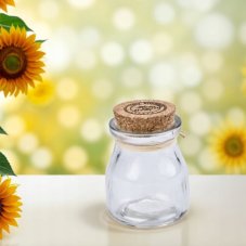 Skleněná sklenice s korkem 6 × 7,5 cm – přírodní a stylová