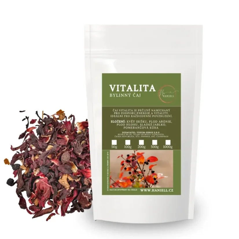 Bylinný čaj Vitalita – povzbuzující ovocná směs bez kofeinu - Hmotnost:: 1000 g