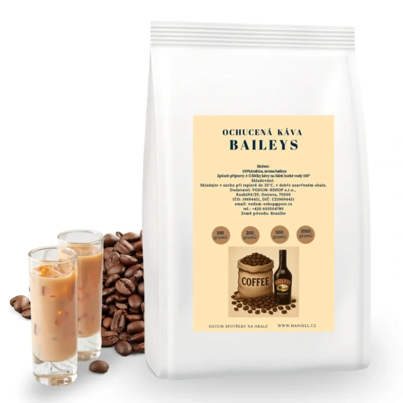 Zrnková káva Baileys – 100% arabika s krémovým aroma irského likéru - Hmotnost: 100 g