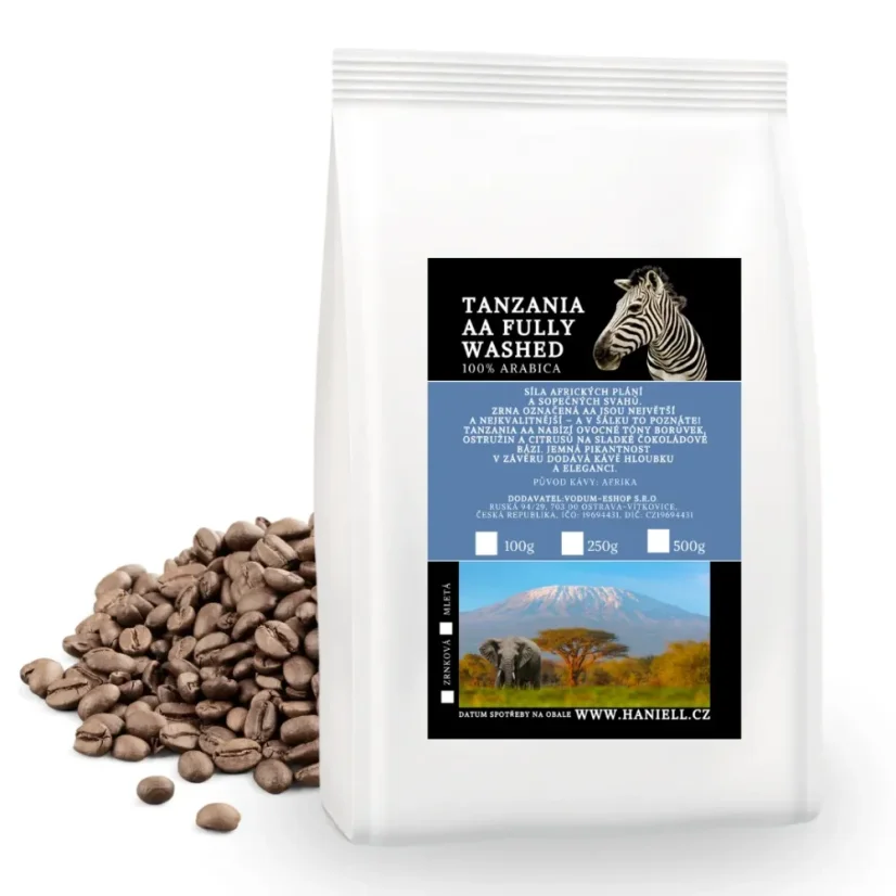 Káva Tanzania AA zrnková | Arabica z tanzanských vysočin - Hmotnost: 500 g