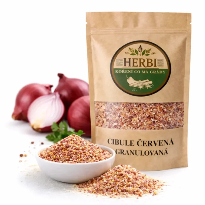 Cibule červená granulovaná, 100 g – výrazný základ omáček a gulášů