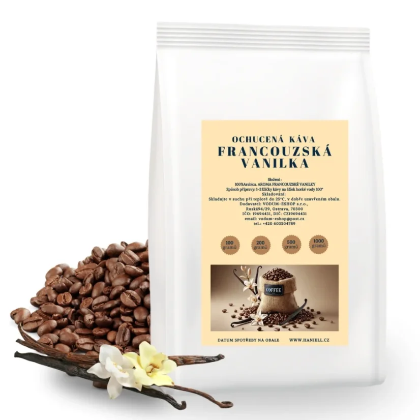 Káva Francouzská vanilka – zrnková brazilská arabica s vanilkou - Hmotnost: 200 g