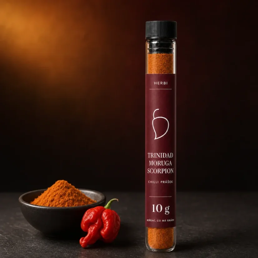 Trinidad Moruga Scorpion chilli prášok v skúmavke, 10 g
