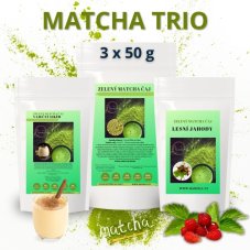 Sada Matcha Trio 3 x 50 g: sladká jahoda, Vaječný likér, čistá energia