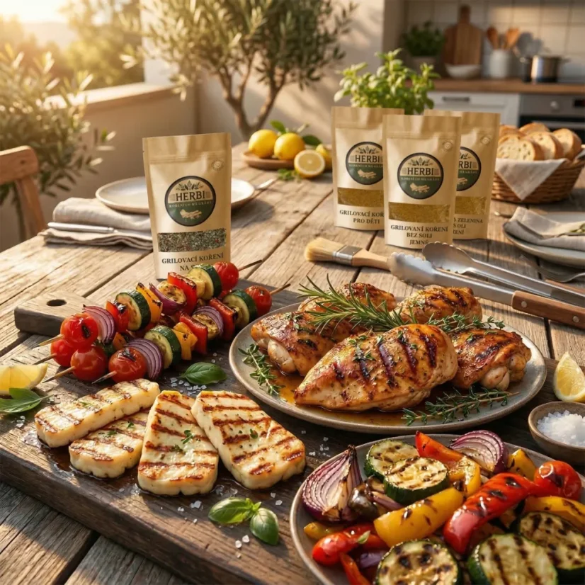 Rodinná grilovačka HERBI – 4 zmesi na mäso, zeleninu, syry aj pre deti