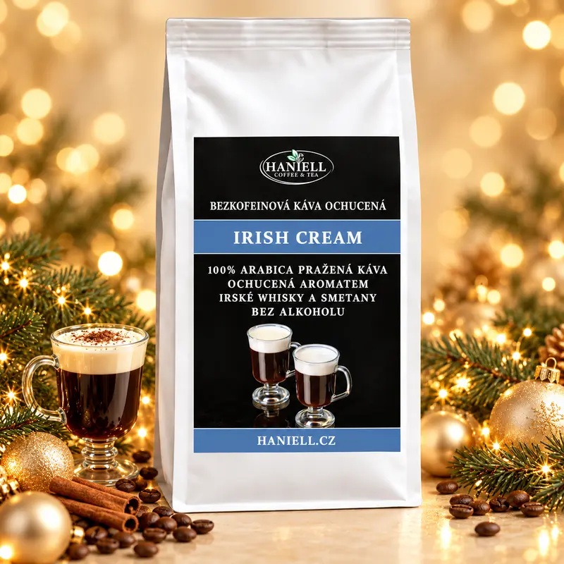 Bezkofeínová zrnková káva Irish Cream – krémový írsky likér bez alkoholu