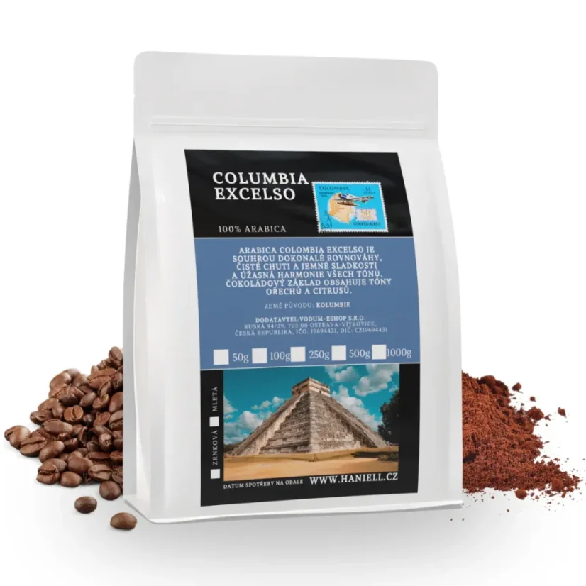 Káva Colombia Excelso – 100% arabica, čerstvo pražená - Hmotnosť:: 500 g