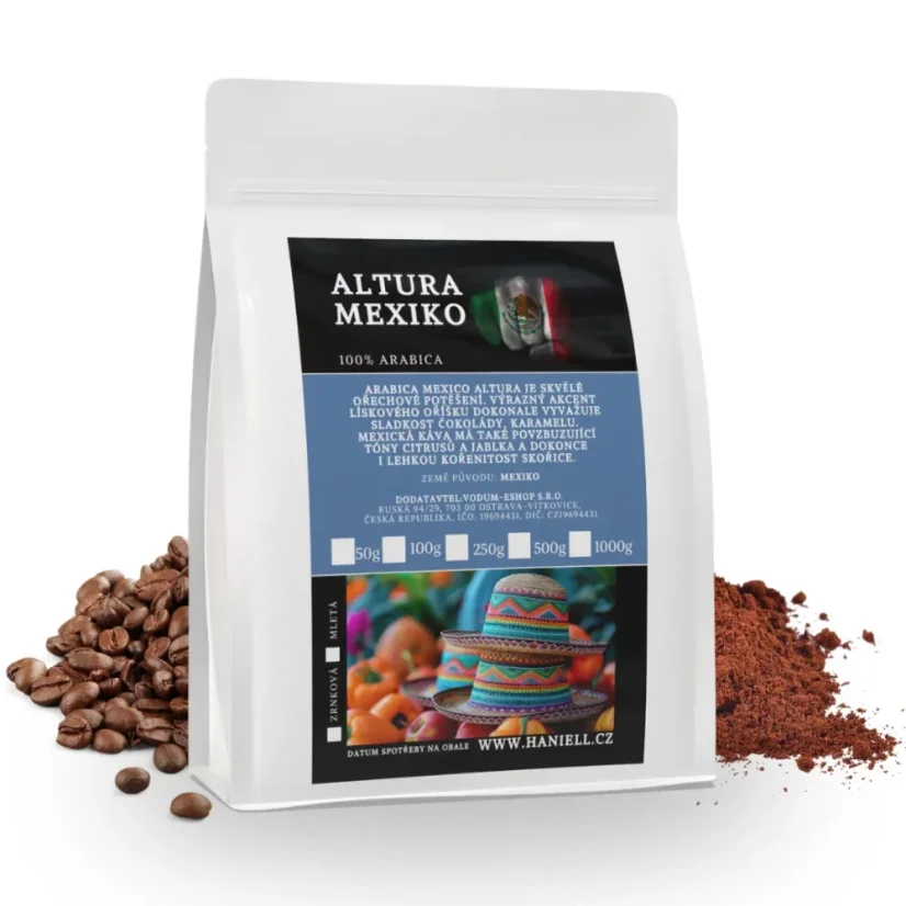 Káva Altura Mexiko – 100% arabica, čerstvo pražená - Hmotnosť:: 1000 g