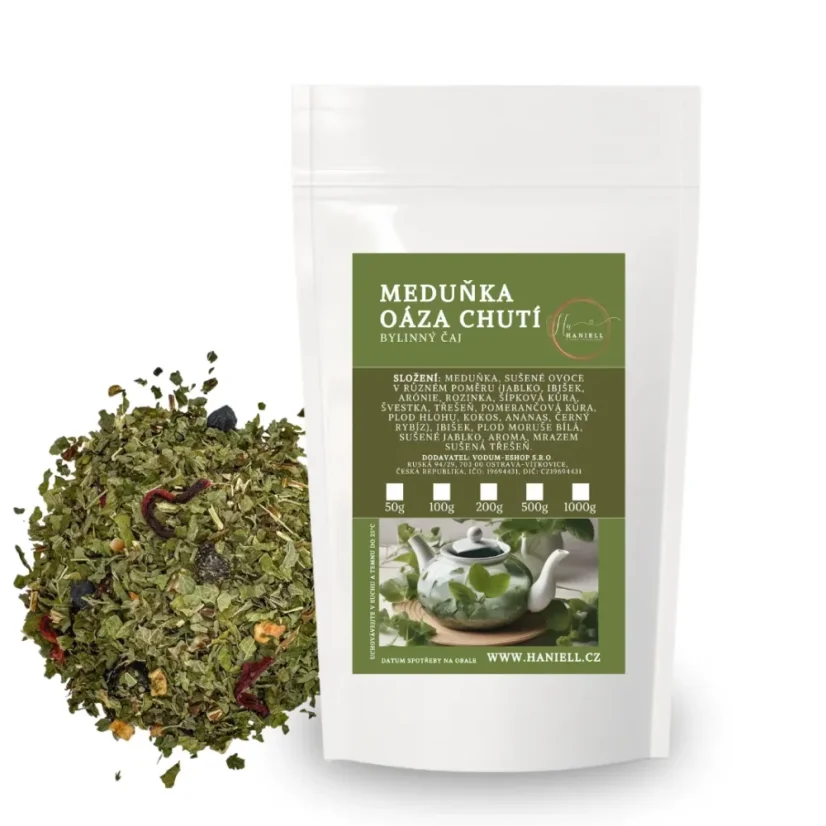 Bylinný čaj Meduňka Oáza chutí – meduňková harmonie s ovocným dotekem - Hmotnost: 100 g