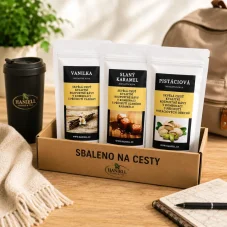 Sbaleno na cesty – ochutnávkový set rozpustných káv 3 × 25 g
