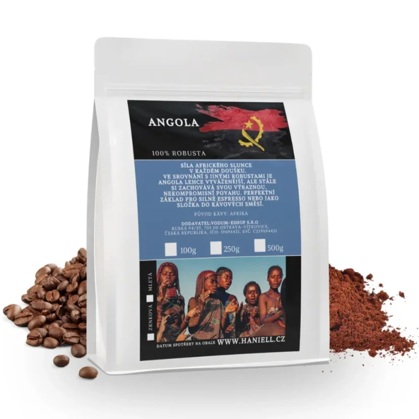 Káva Angola Robusta zrnková – plné tělo, nízká kyselost - Hmotnost: 500 g