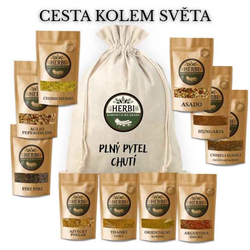 Darčekový vak Cesta okolo sveta - sada 10 druhov korenia HERBI