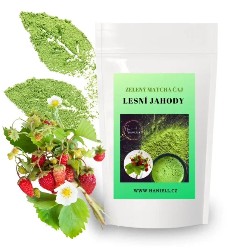 Zelený čaj Matcha s příchutí lesní jahody