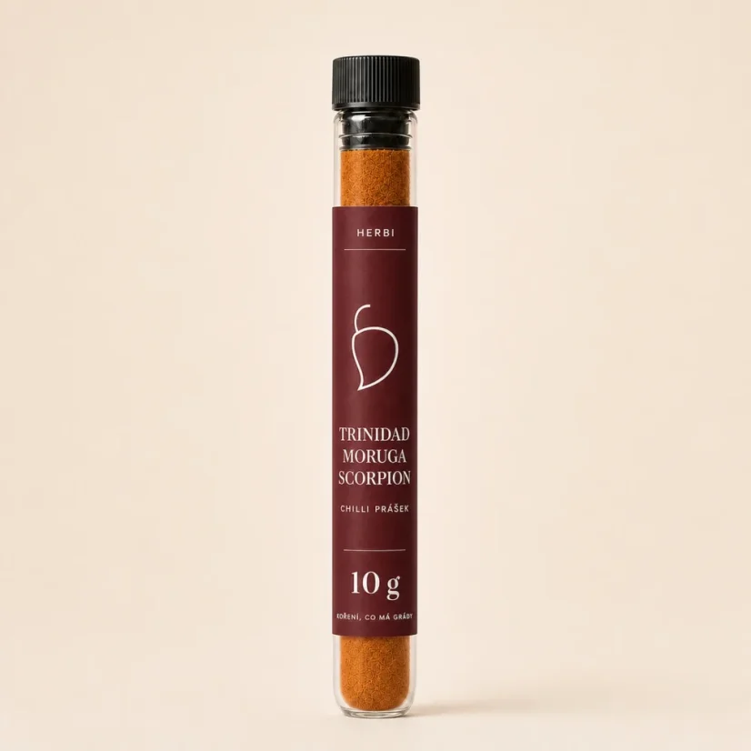 Trinidad Moruga Scorpion chilli prášok v skúmavke, 10 g