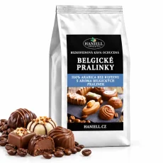 Bezkofeinová zrnková káva Belgické pralinky – čokoládová pralinka v šálku