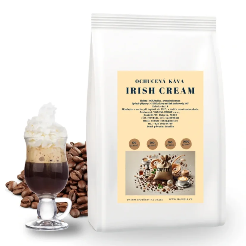 Káva Irish Cream – zrnková 100% brazilská arabica s jemnou chutí irského likéru Káva Irish Cream – zrnková 100% brazilská arabica s jemnou chutí irského likéru