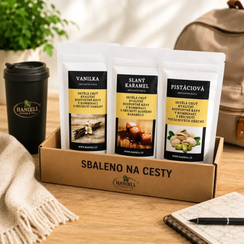 Zbalené na cesty – ochutnávkový set rozpustných káv 3 × 25 g
