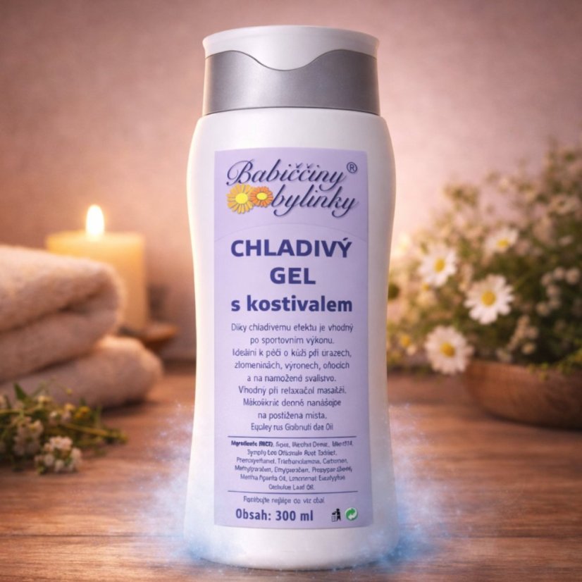 Kostivalový chladivý gel, 300 ml – chladivá péče pro svaly a klouby