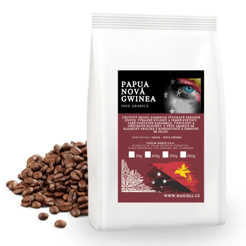 Káva Papua Nová Guinea zrnková – arabica Highlands | čokoláda & karamel - Hmotnost: 250 g