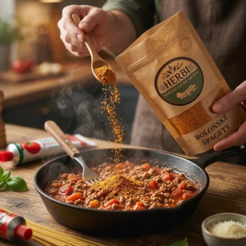 Detail zmesi Bolonské špagety