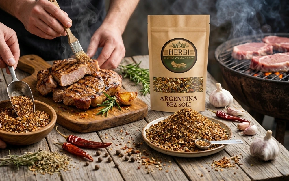 Detail směsi Argentina bez soli – paprika, koriandr, semínka hořčice a bylinky