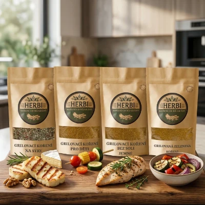 Grilovanie s rodinou a korením HERBI Detail grilovaného jedla s korením HERBI